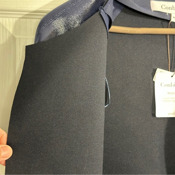Conbipel open front jacket, navy, sparkly, sz 44 (M-L), new, Italy - Picture 4 of 14